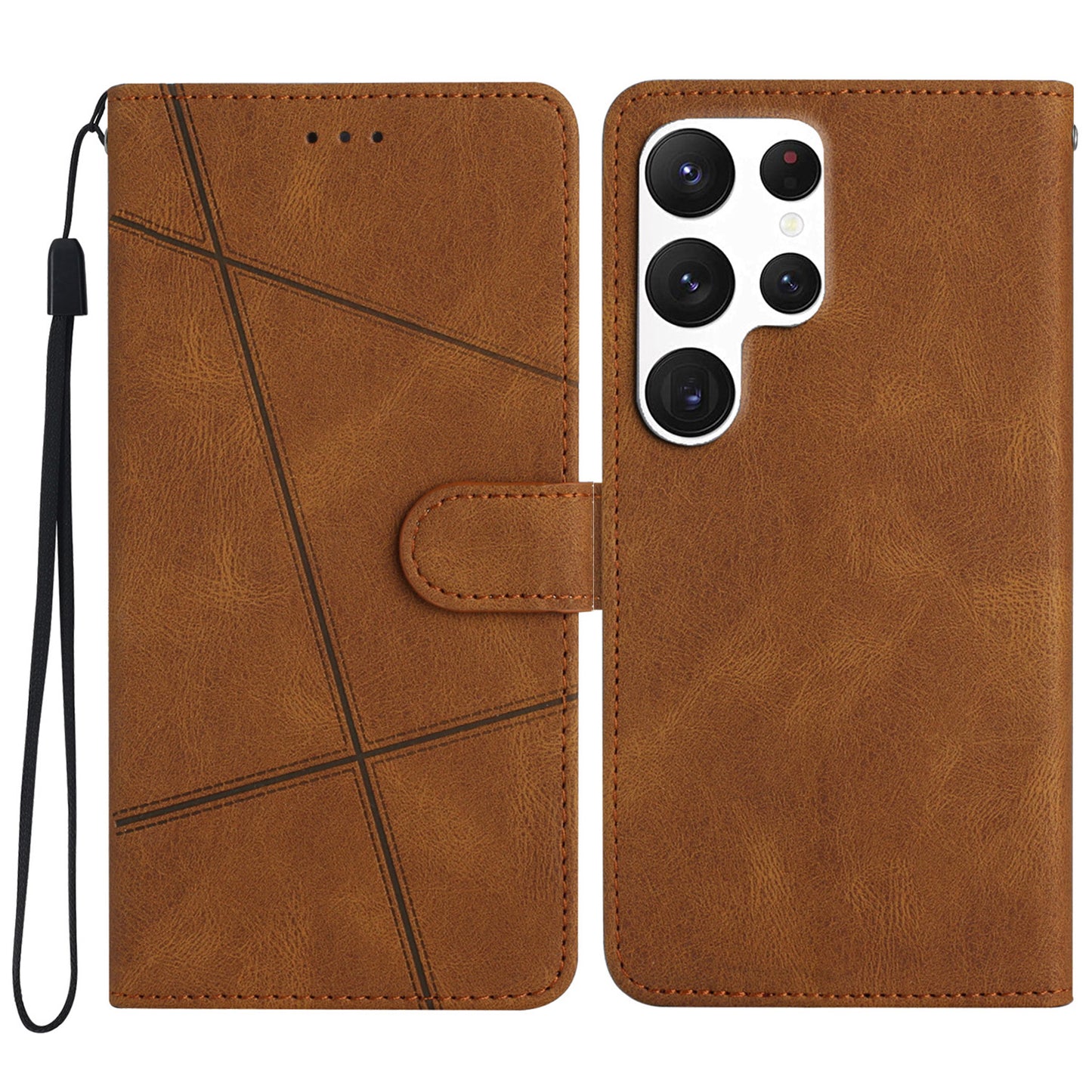 For Samsung Galaxy S24 Ultra Case Crazy Horse Texture Phone Wallet Cover - Brown