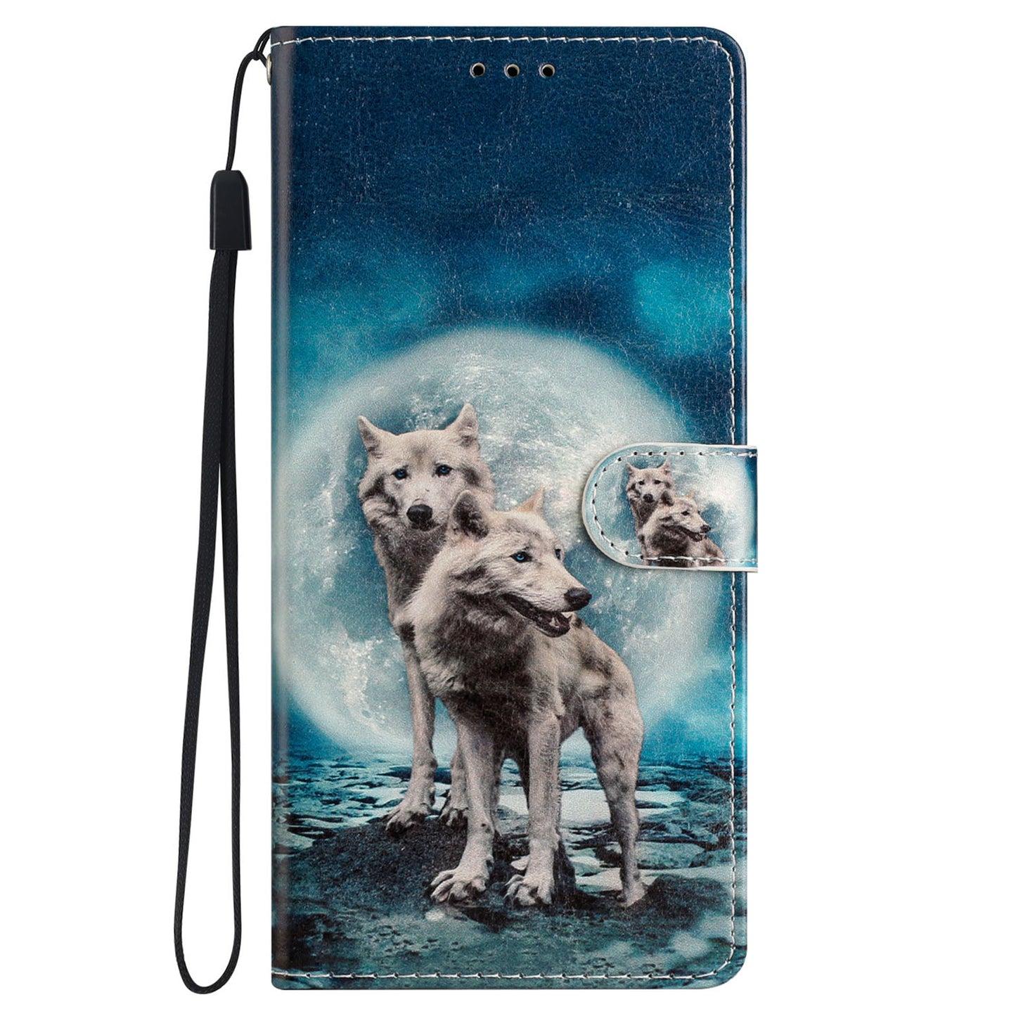 For Samsung Galaxy S24 Case Pattern Printing PU Leather Stand Phone Cover - Two Wolves