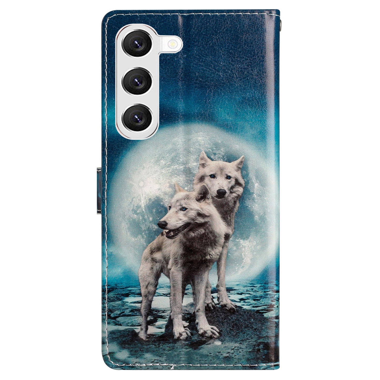 For Samsung Galaxy S24 Case Pattern Printing PU Leather Stand Phone Cover - Two Wolves