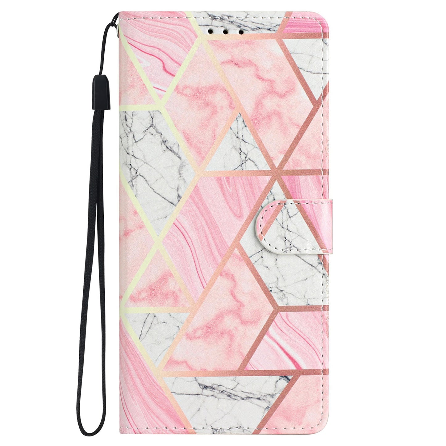 For Samsung Galaxy S24 Case Pattern Printing PU Leather Stand Phone Cover - Pink Marble