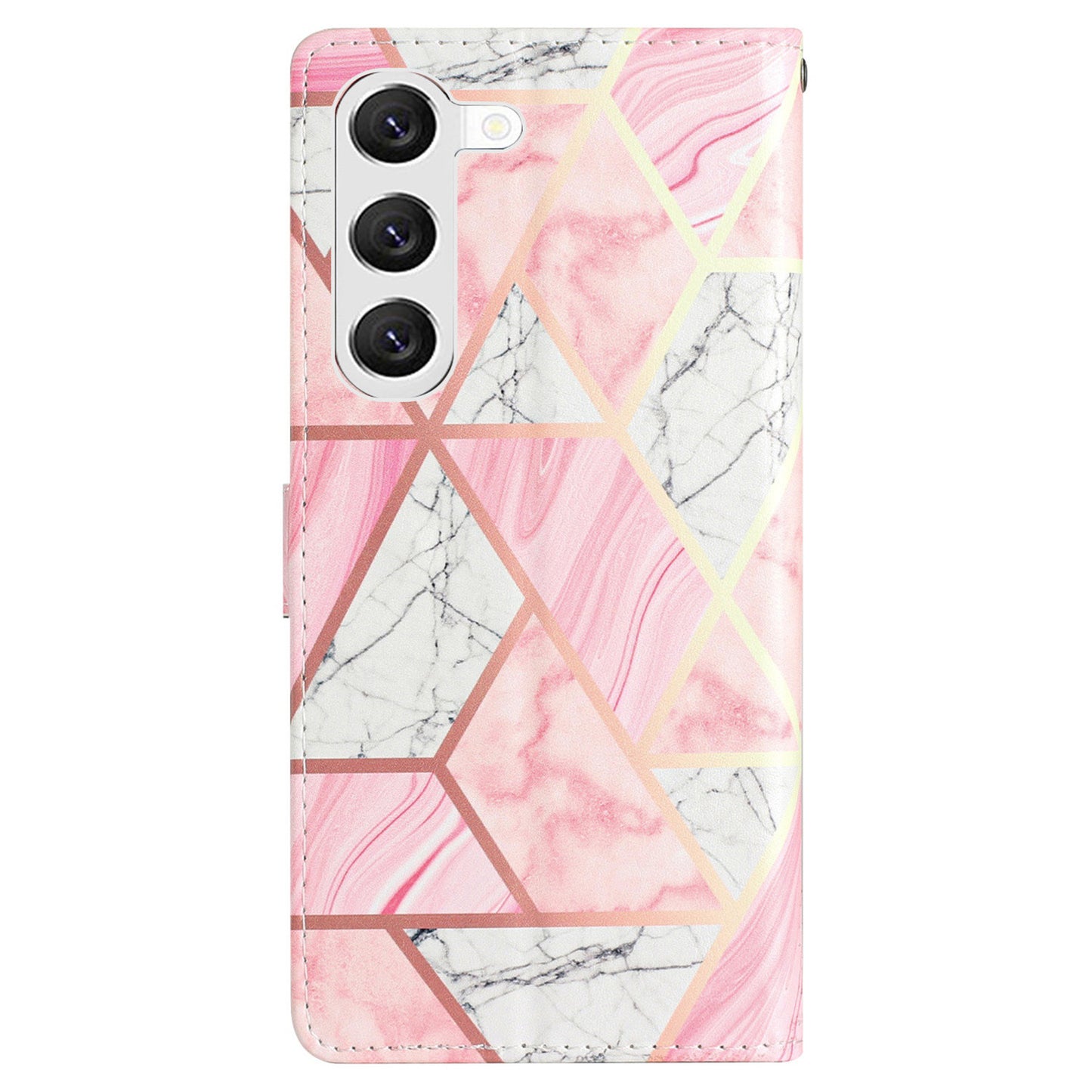 For Samsung Galaxy S24 Case Pattern Printing PU Leather Stand Phone Cover - Pink Marble