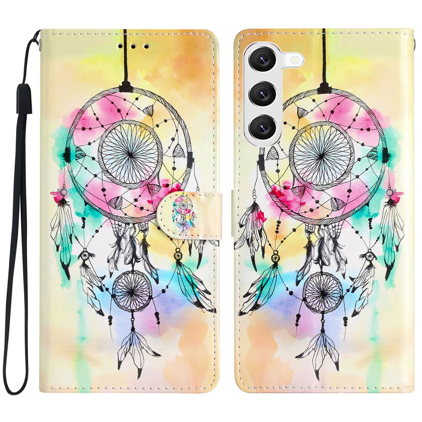 For Samsung Galaxy S24 Case Pattern Printing PU Leather Stand Phone Cover - Wind Chime