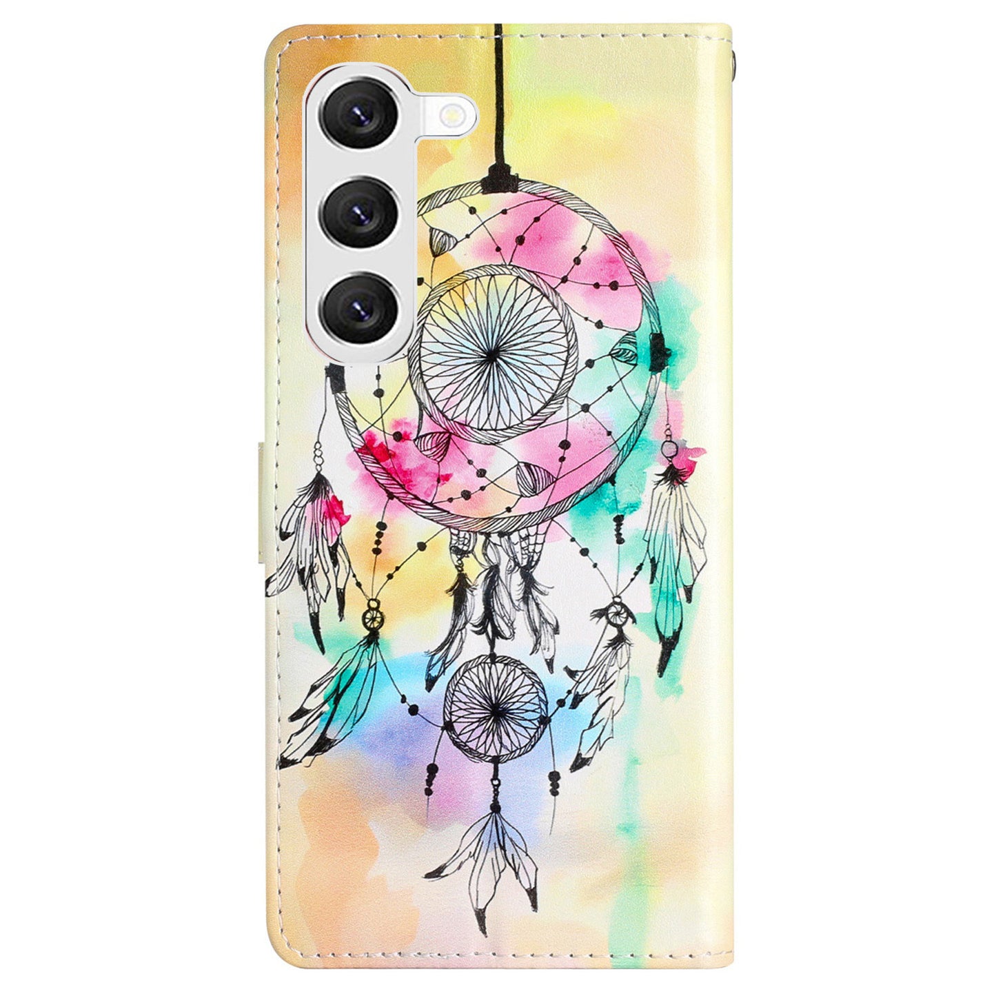 For Samsung Galaxy S24 Case Pattern Printing PU Leather Stand Phone Cover - Wind Chime