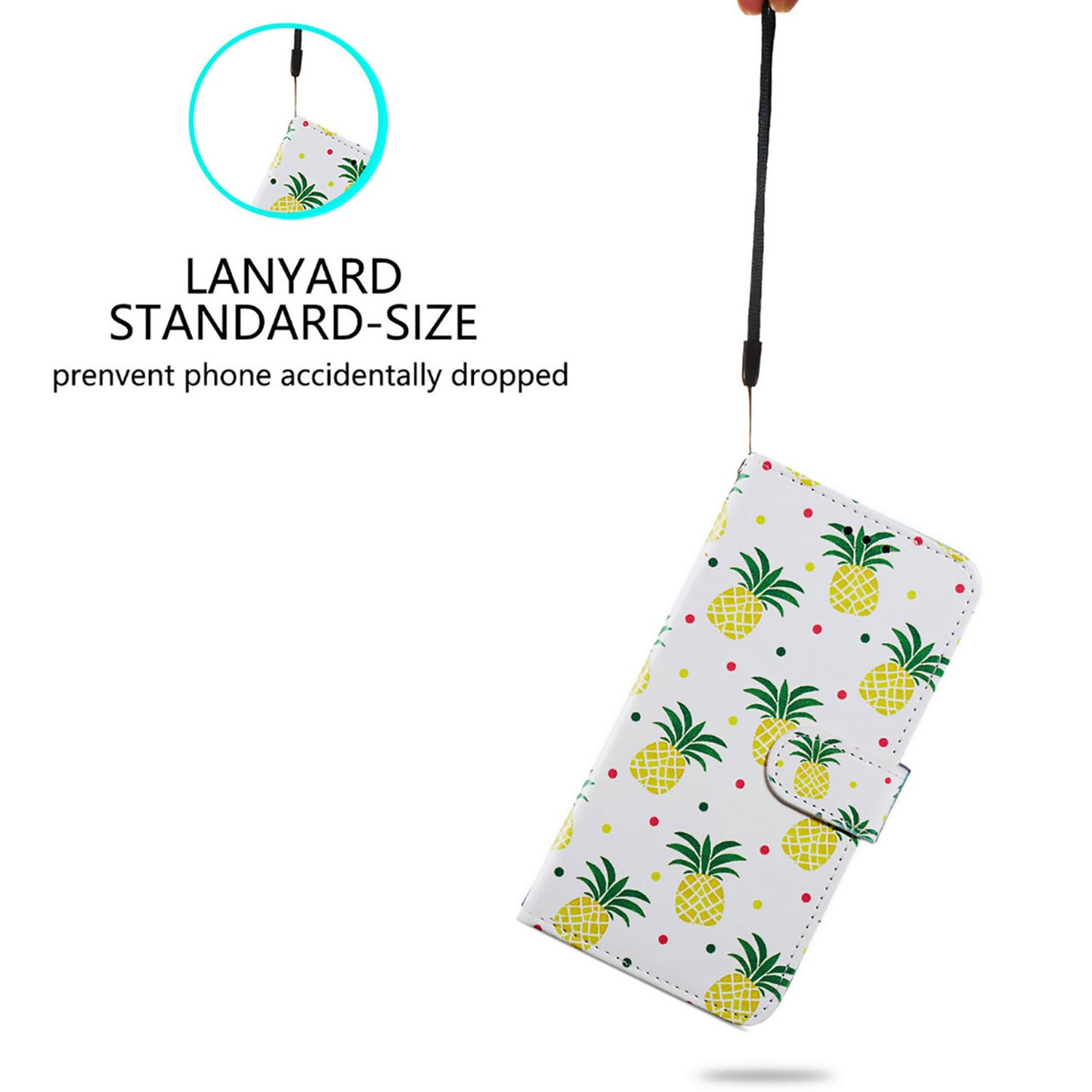 For Samsung Galaxy S24 Case Pattern Printing PU Leather Stand Phone Cover - Pineapple