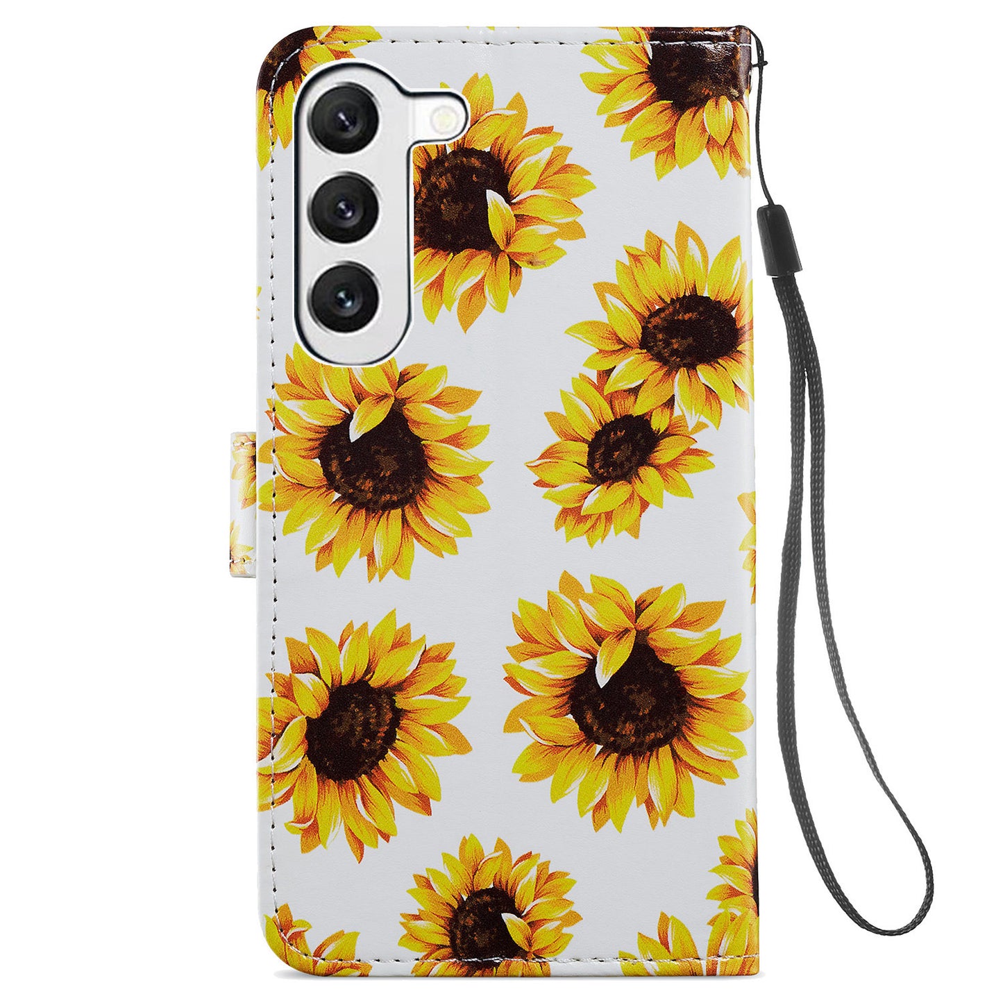 For Samsung Galaxy S24 Case Pattern Printing PU Leather Stand Phone Cover - Sunflower