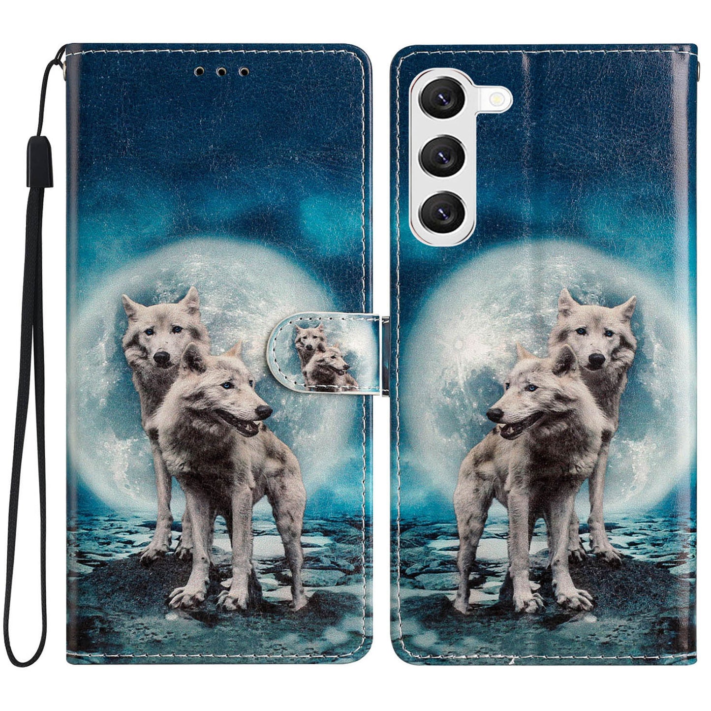 For Samsung Galaxy S24+ Case Pattern Printing PU Leather Wallet Phone Cover - Two Wolves