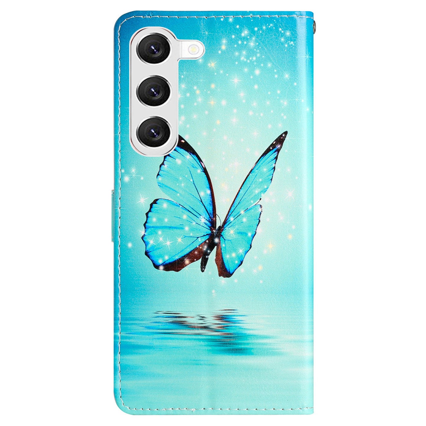 For Samsung Galaxy S24+ Case Pattern Printing PU Leather Wallet Phone Cover - Blue Butterfly