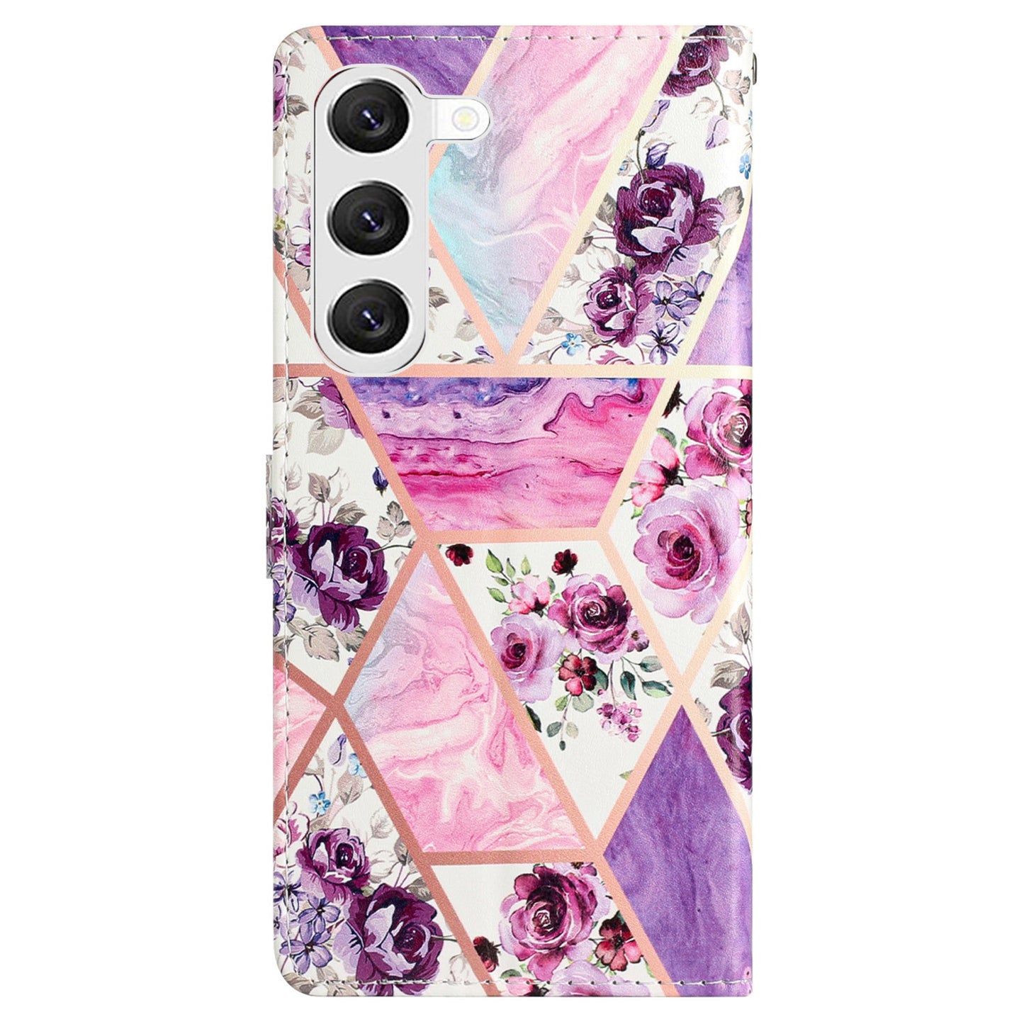 For Samsung Galaxy S24+ Case Pattern Printing PU Leather Wallet Phone Cover - Purple Flowers