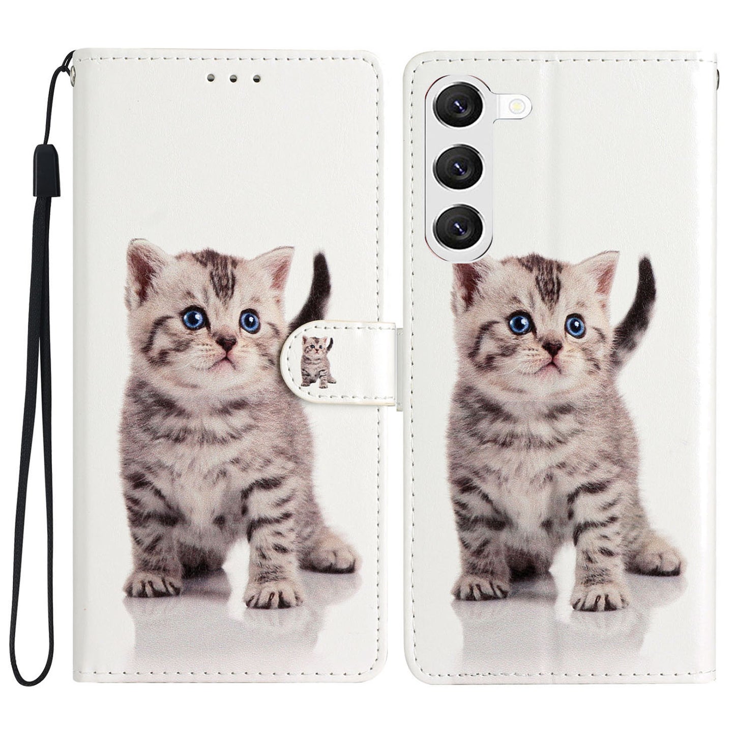 For Samsung Galaxy S24+ Case Pattern Printing PU Leather Wallet Phone Cover - Cute Cat