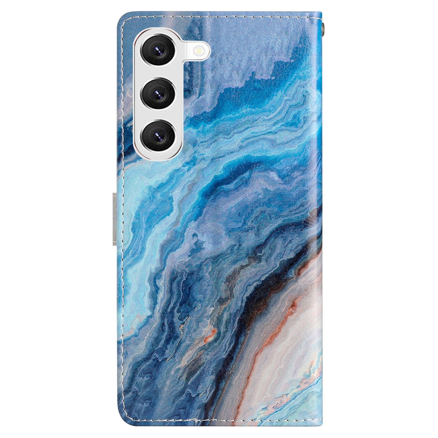 For Samsung Galaxy S24+ Case Pattern Printing PU Leather Wallet Phone Cover - Blue Marble