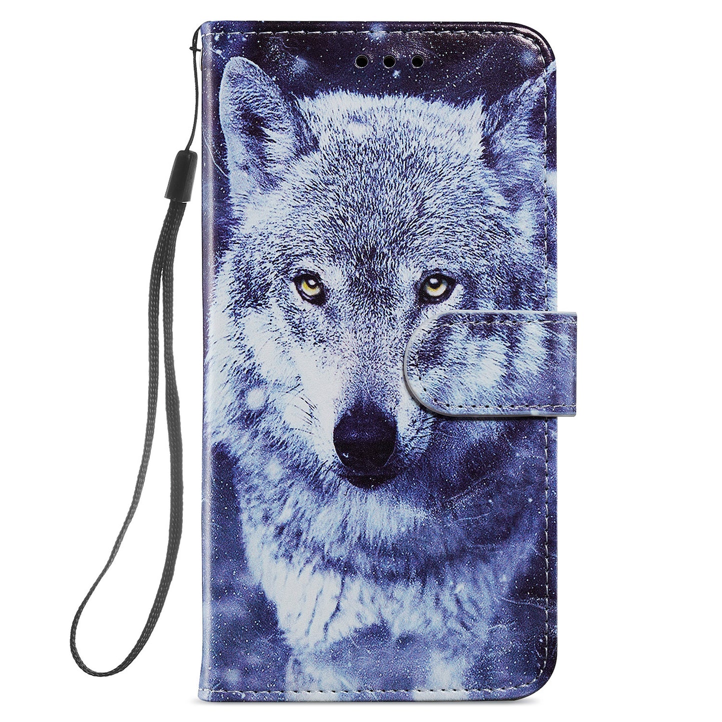 For Samsung Galaxy S24+ Case Pattern Printing PU Leather Wallet Phone Cover - White Wolf