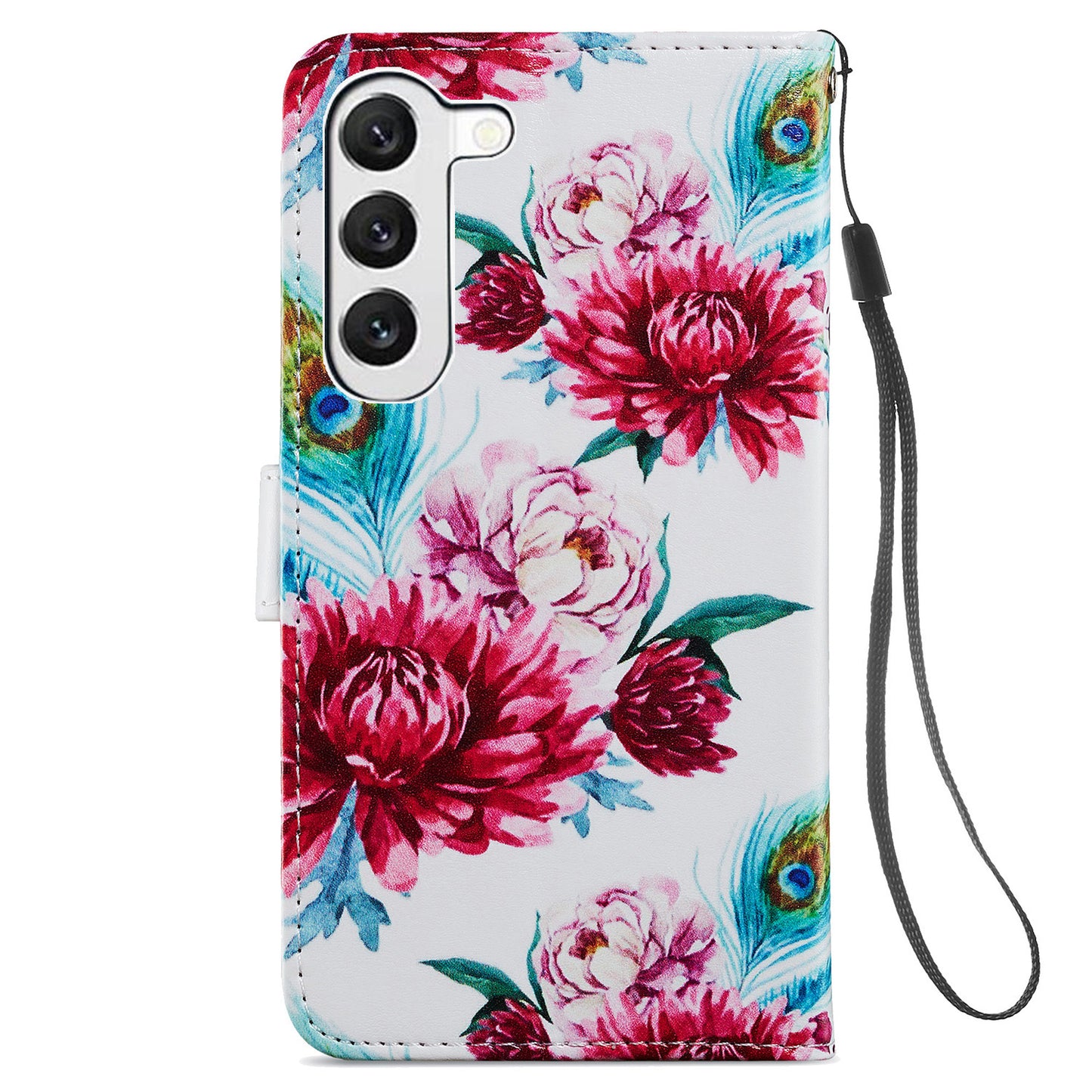 For Samsung Galaxy S24+ Case Pattern Printing PU Leather Wallet Phone Cover - Peacock Flower