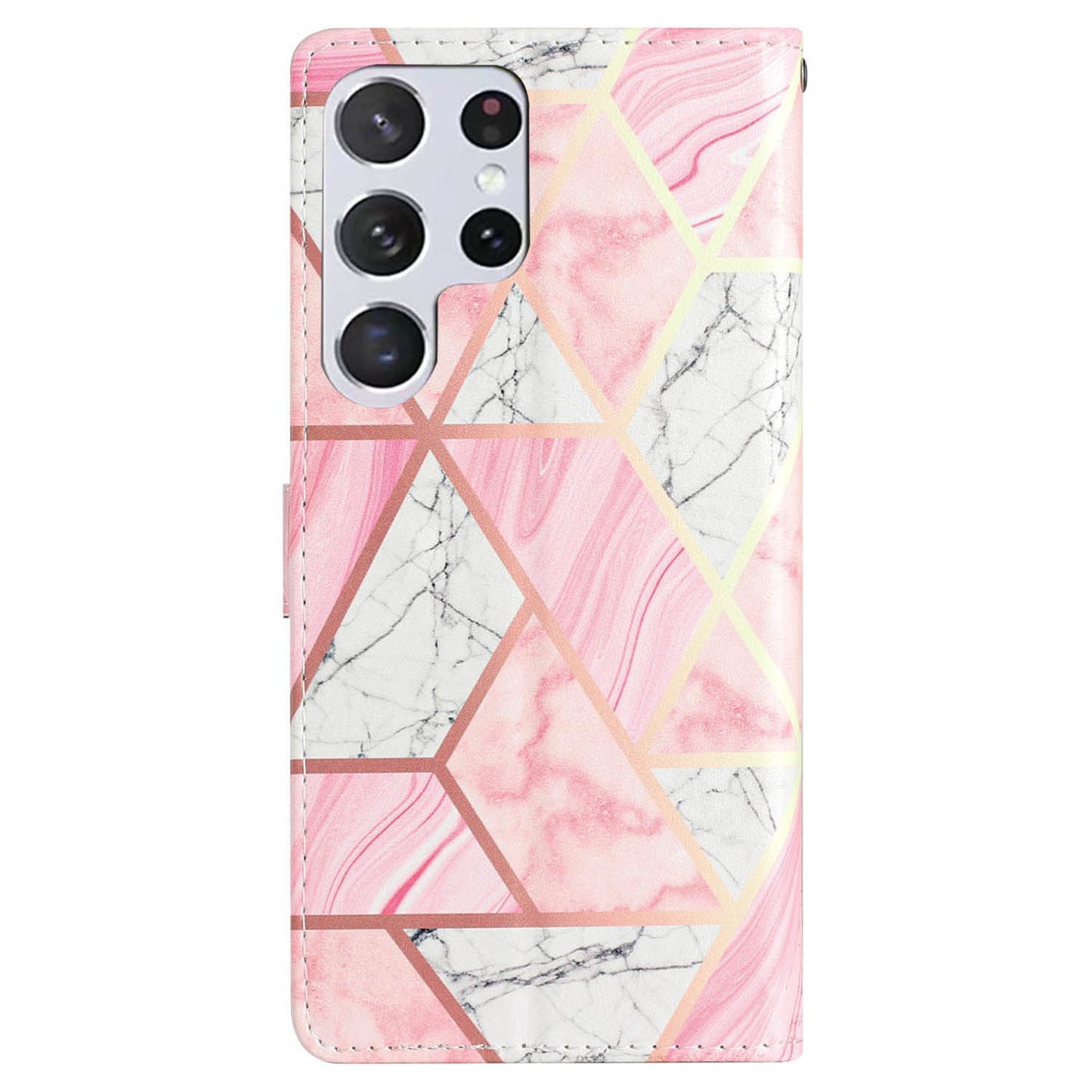 For Samsung Galaxy S24 Ultra Case PU Leather Flip Pattern Printing Phone Cover - Pink Marble