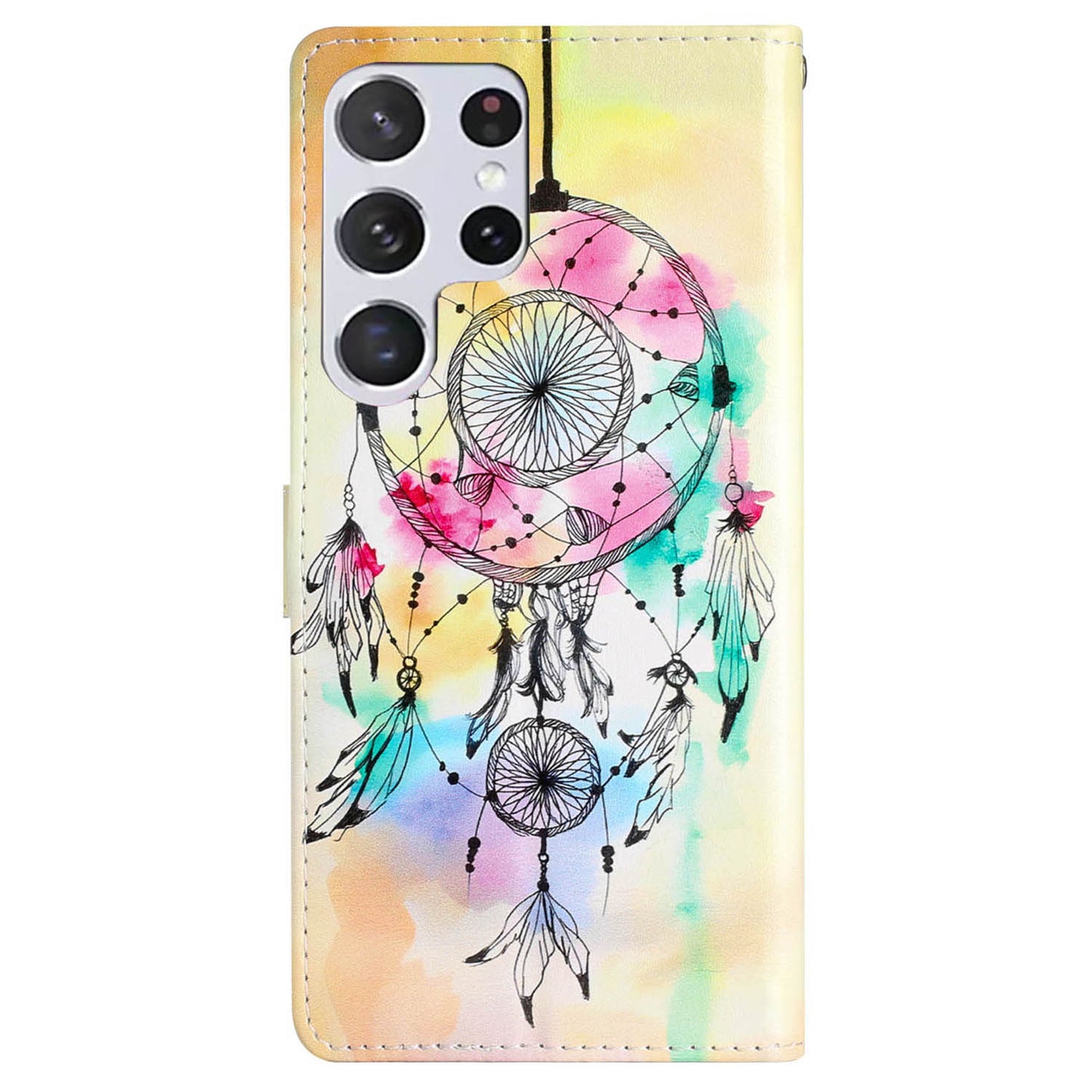 For Samsung Galaxy S24 Ultra Case PU Leather Flip Pattern Printing Phone Cover - Wind Chime