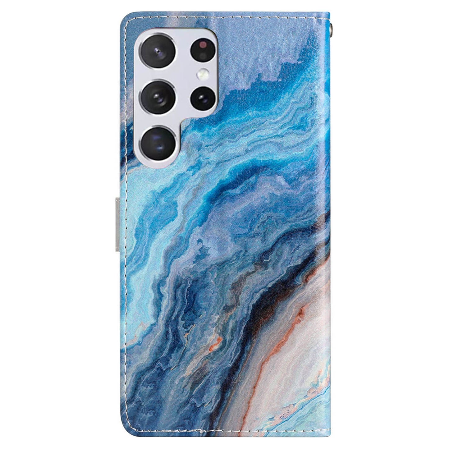 For Samsung Galaxy S24 Ultra Case PU Leather Flip Pattern Printing Phone Cover - Blue Marble