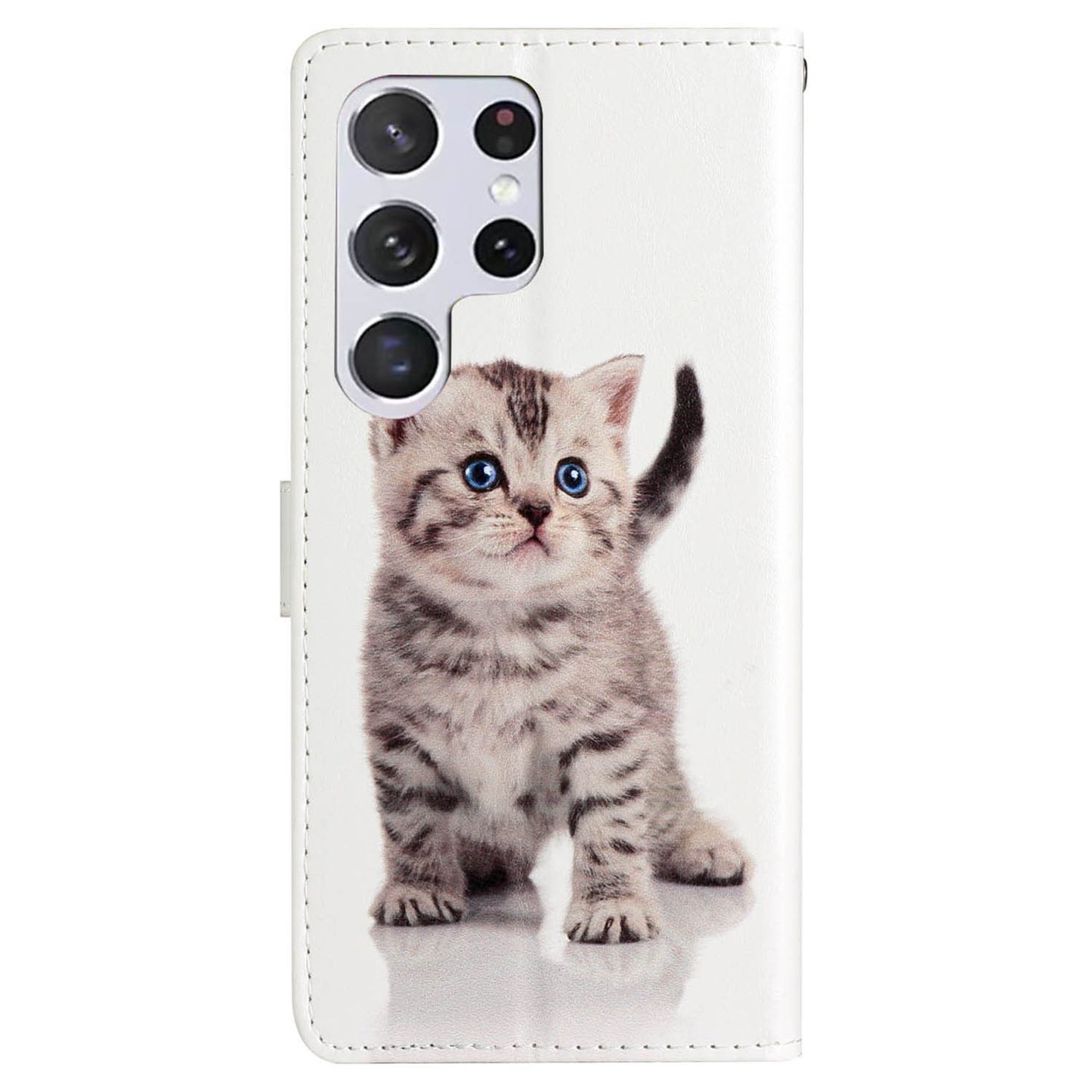 For Samsung Galaxy S24 Ultra Case PU Leather Flip Pattern Printing Phone Cover - Cute Cat