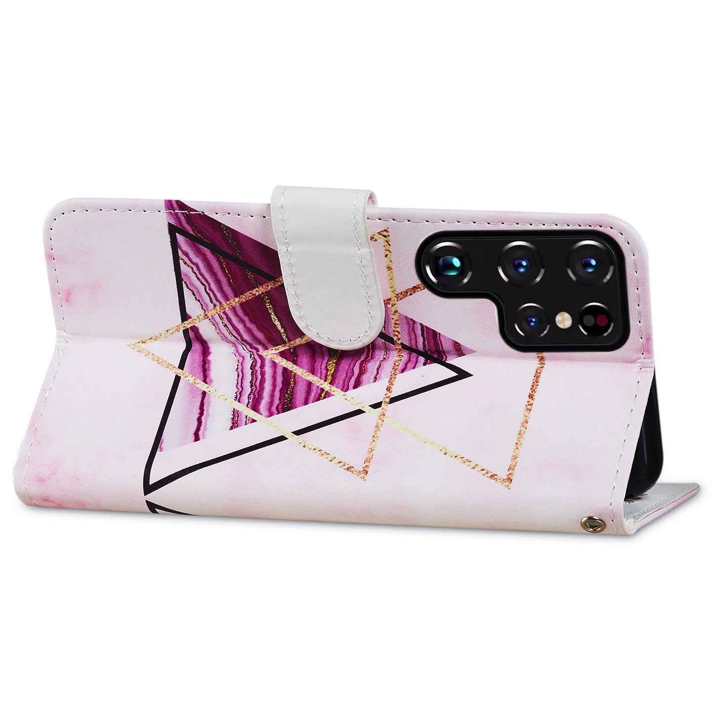 For Samsung Galaxy S24 Ultra Case PU Leather Flip Pattern Printing Phone Cover - Tri-color Marble