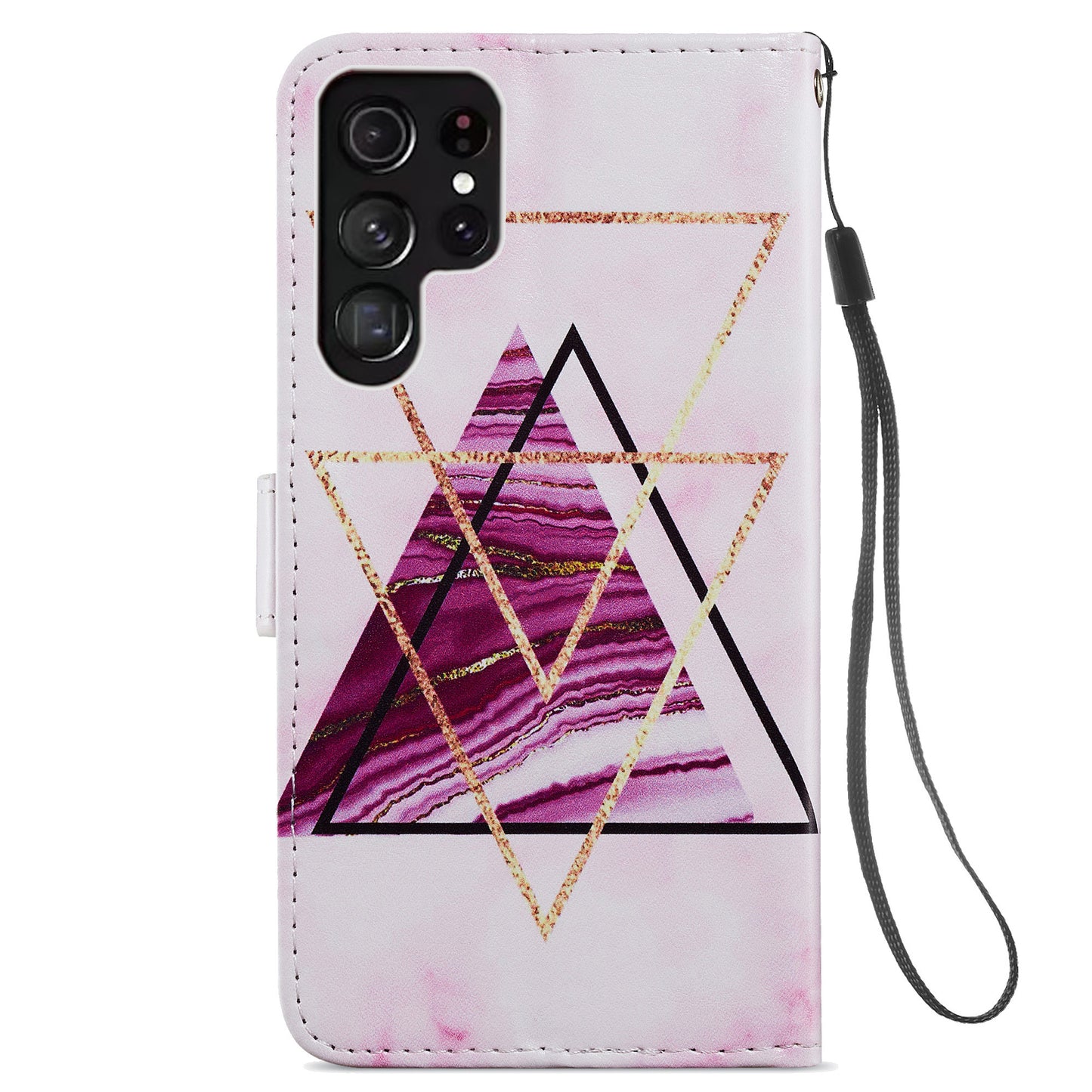 For Samsung Galaxy S24 Ultra Case PU Leather Flip Pattern Printing Phone Cover - Tri-color Marble