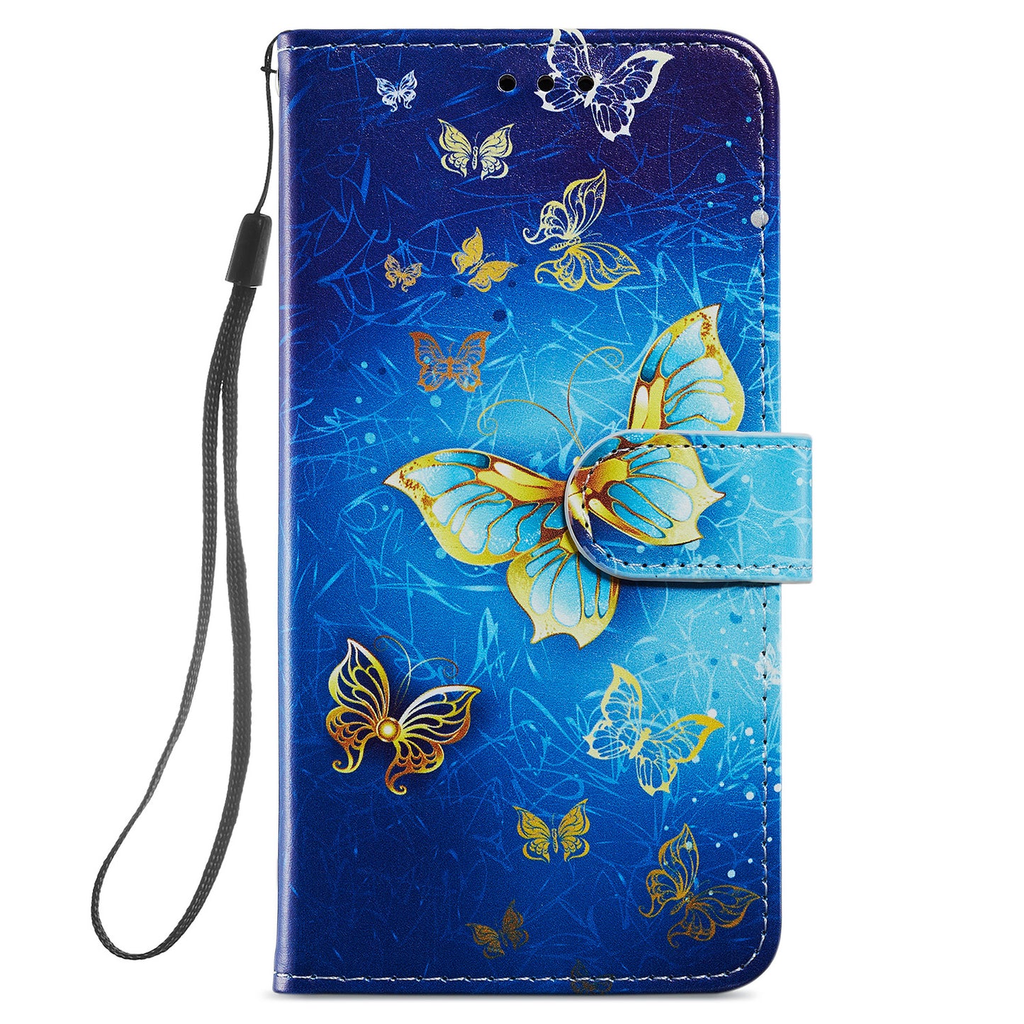 For Samsung Galaxy S24 Ultra Case PU Leather Flip Pattern Printing Phone Cover - Golden Butterfly