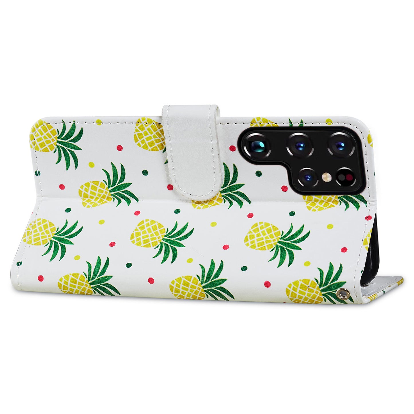 For Samsung Galaxy S24 Ultra Case PU Leather Flip Pattern Printing Phone Cover - Pineapple