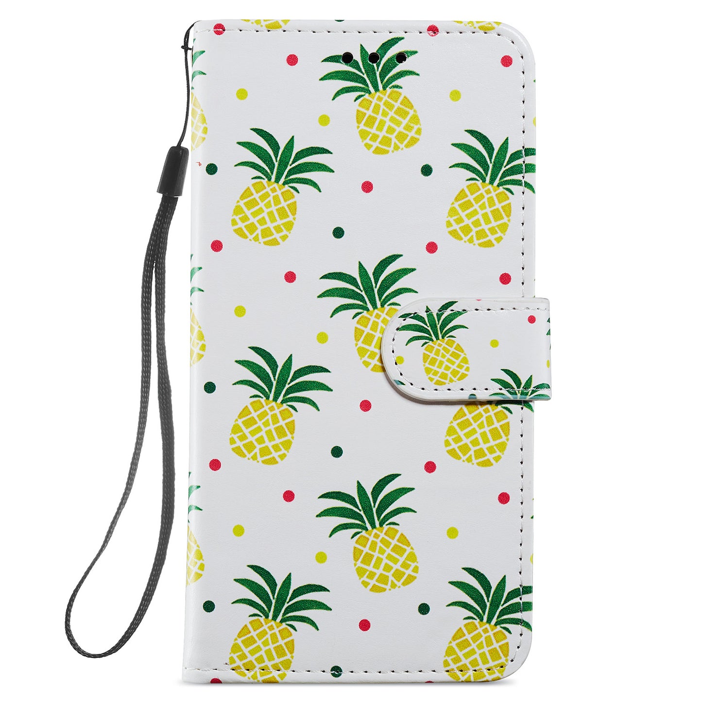 For Samsung Galaxy S24 Ultra Case PU Leather Flip Pattern Printing Phone Cover - Pineapple