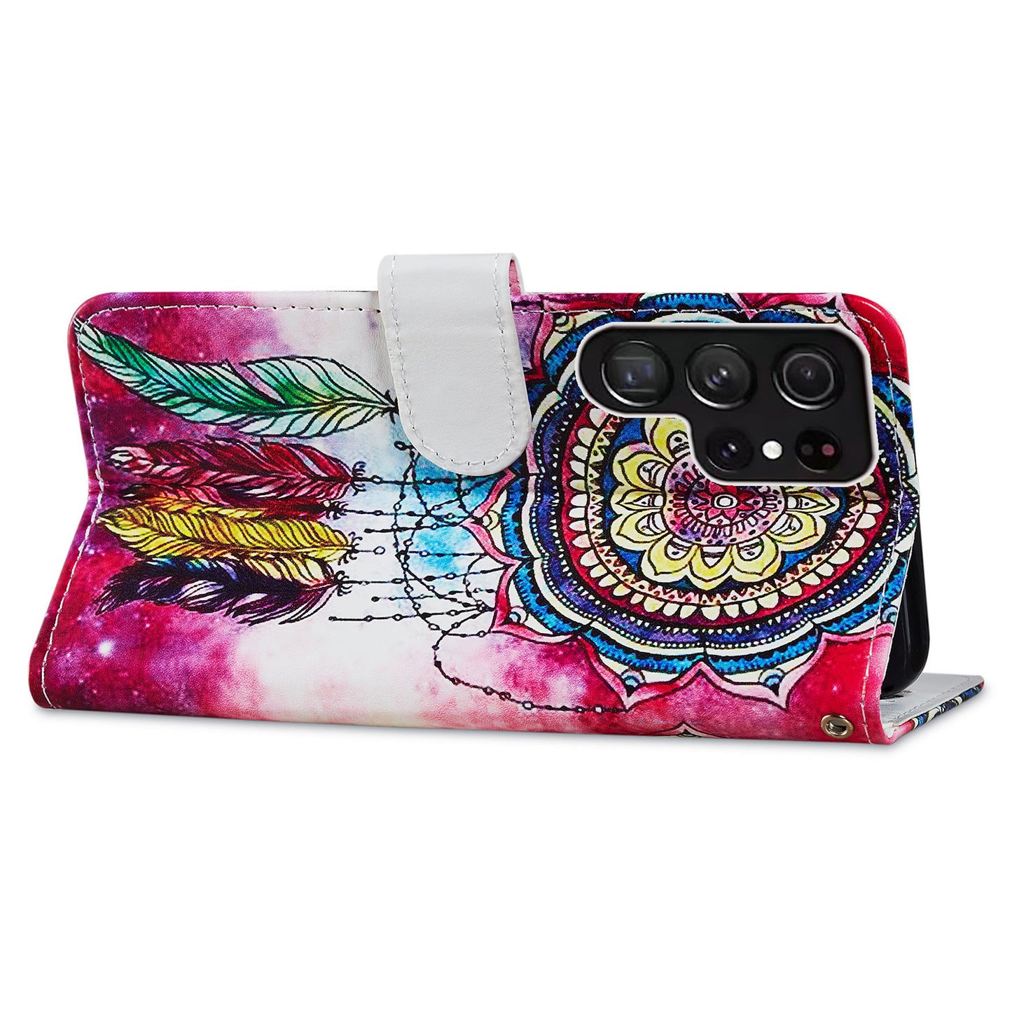 For Samsung Galaxy S24 Ultra Case PU Leather Flip Pattern Printing Phone Cover - Dream Catcher