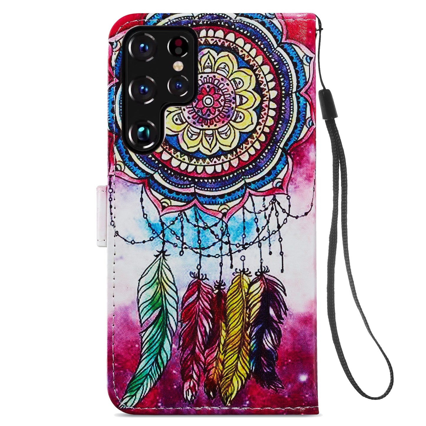 For Samsung Galaxy S24 Ultra Case PU Leather Flip Pattern Printing Phone Cover - Dream Catcher