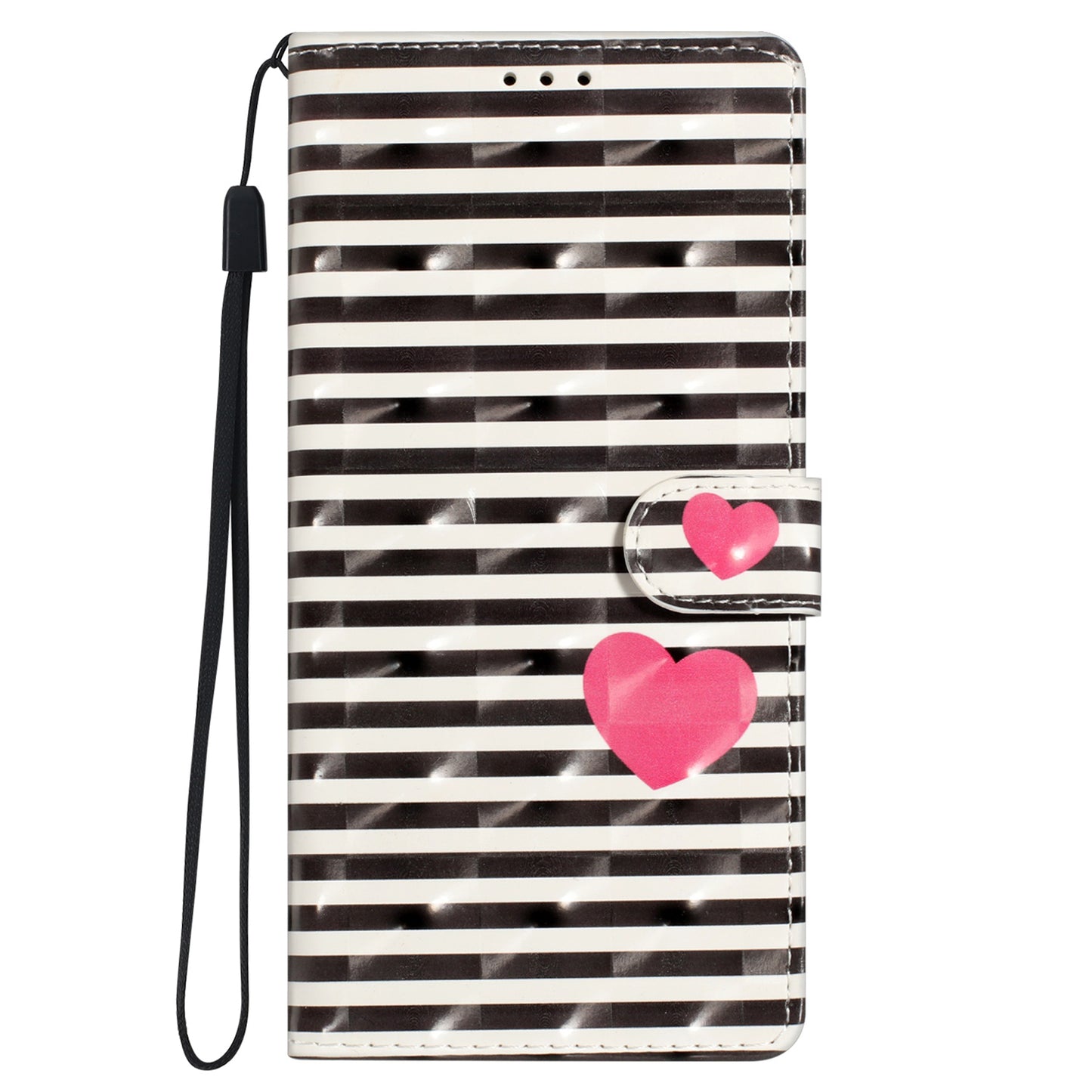 For Samsung Galaxy S24+ Case 3D Pattern PU Leather Flip Phone Cover - Stripes / Heart