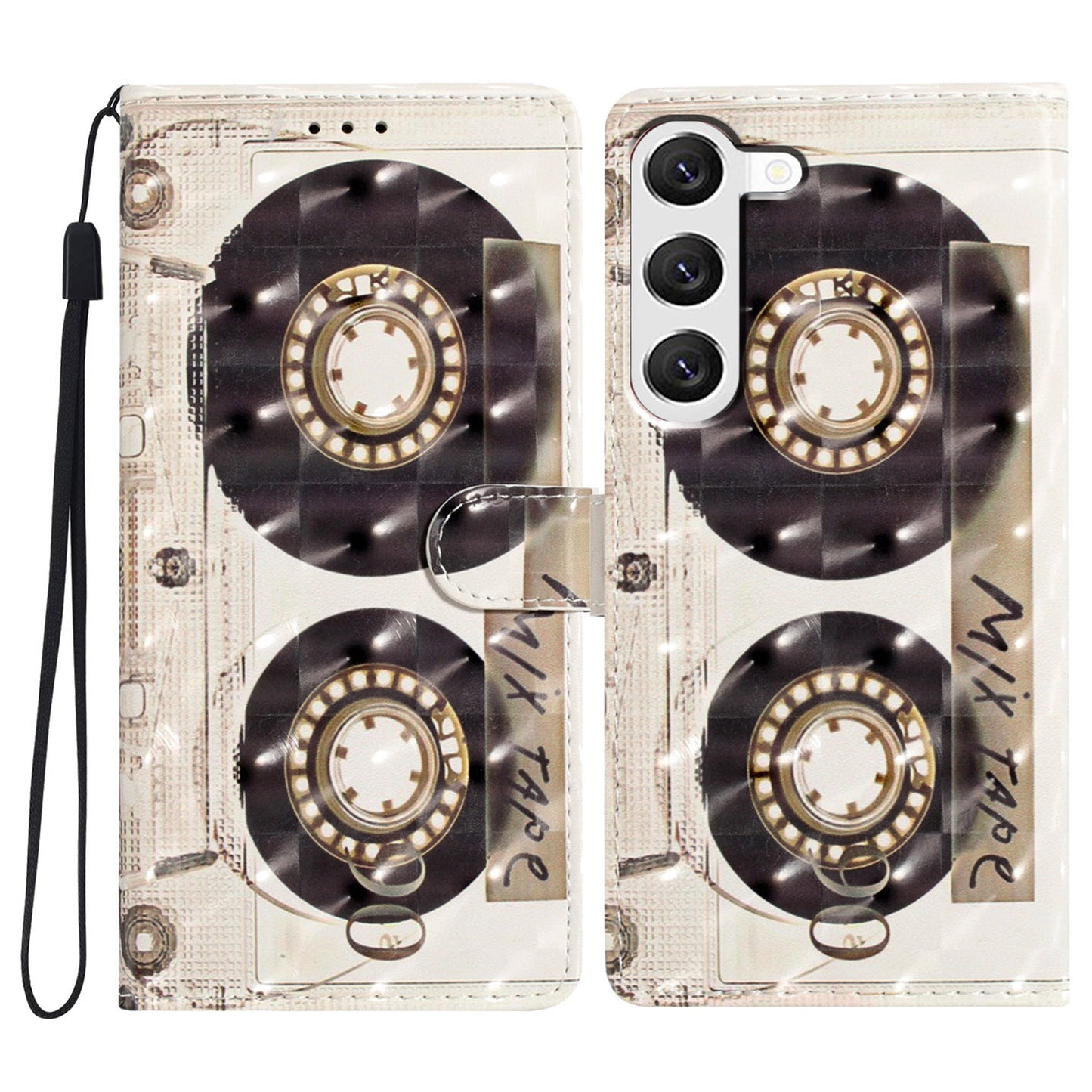 For Samsung Galaxy S24+ Case 3D Pattern PU Leather Flip Phone Cover - Tape