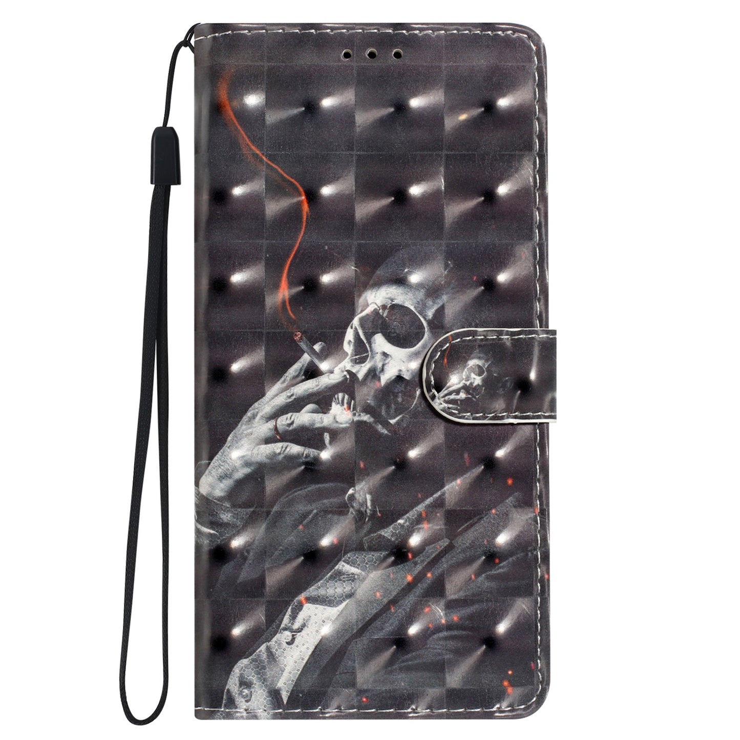 For Samsung Galaxy S24+ Case 3D Pattern PU Leather Flip Phone Cover - Smoking Skeleton