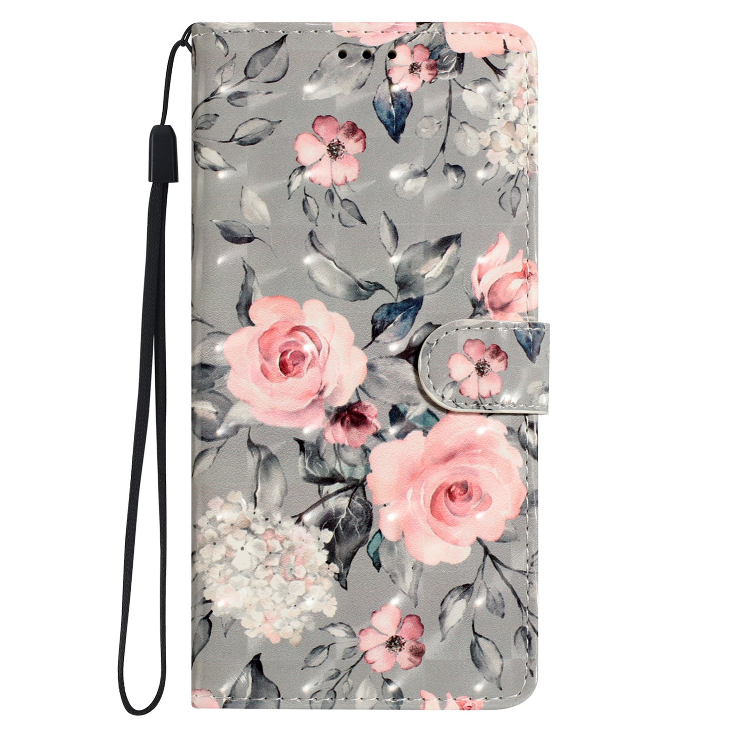 For Samsung Galaxy S24+ Case 3D Pattern PU Leather Flip Phone Cover - Flowers