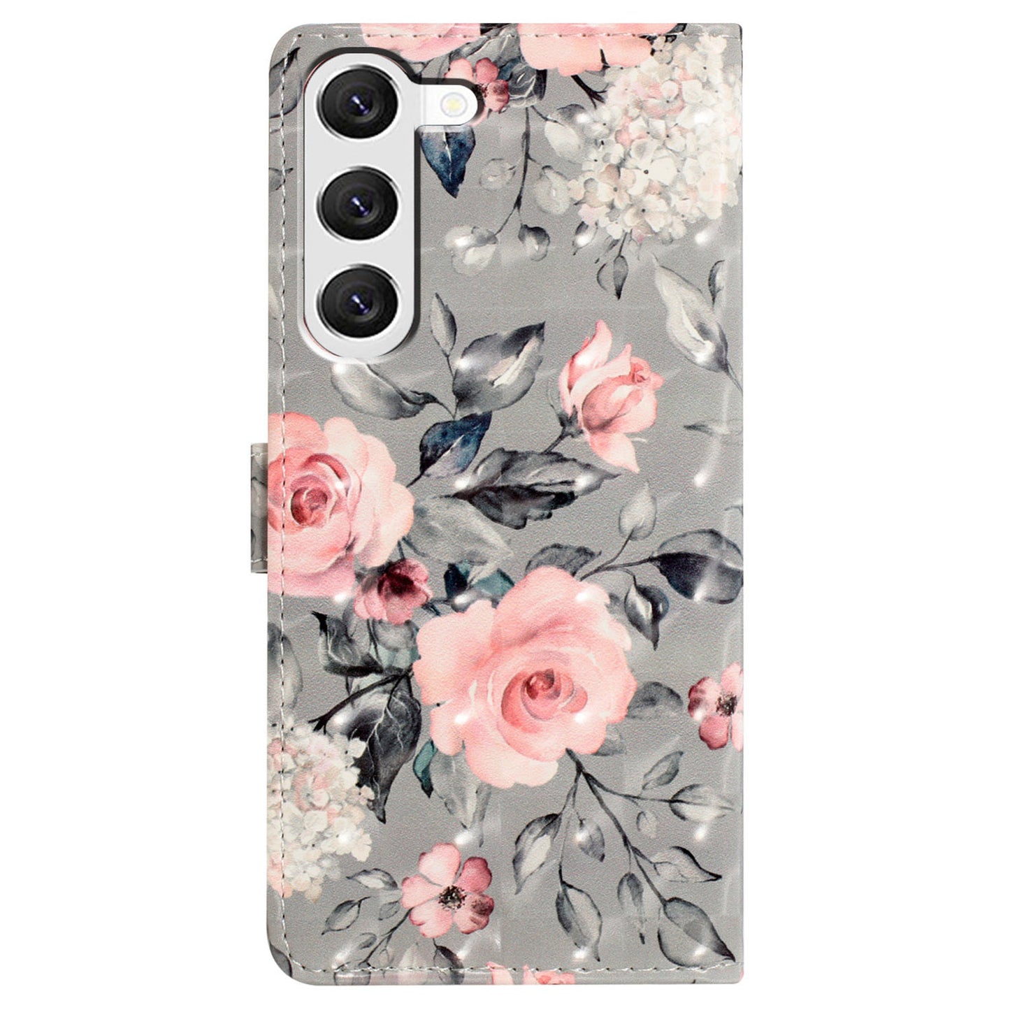For Samsung Galaxy S24+ Case 3D Pattern PU Leather Flip Phone Cover - Flowers