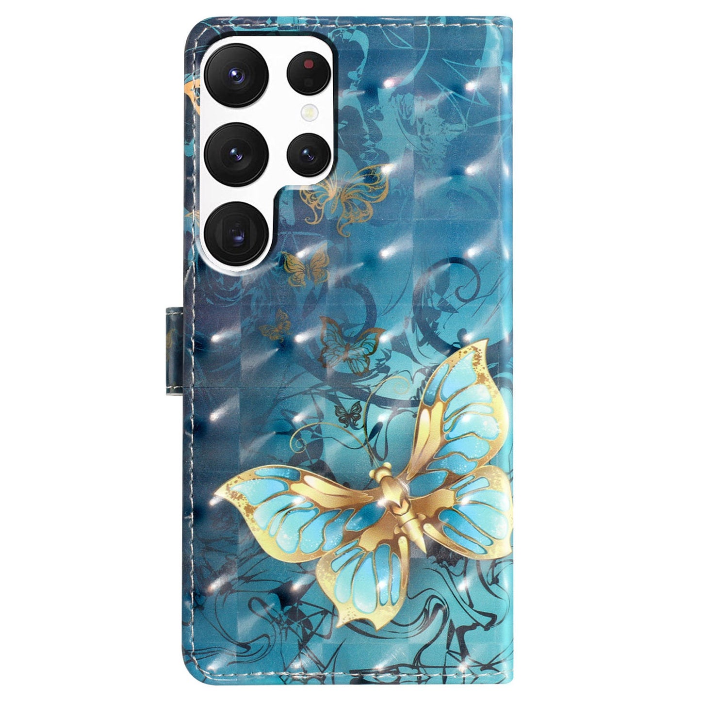For Samsung Galaxy S24 Ultra Case PU Leather Wallet 3D Pattern Phone Cover - Butterfly