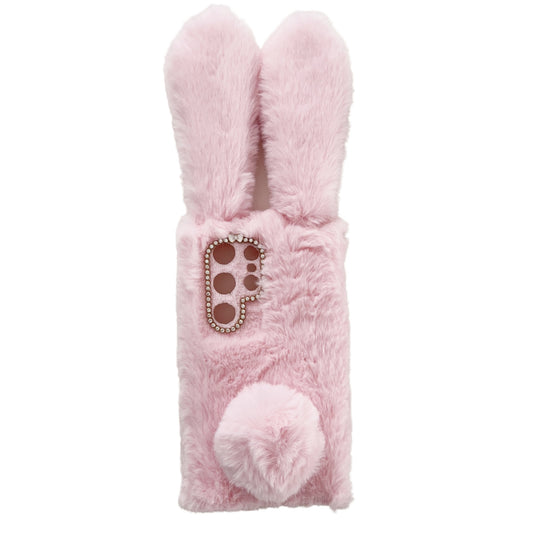 For Samsung Galaxy S24 Ultra Case Warm Fluffy 3D Bunny Ears Phone Cover - Pink
