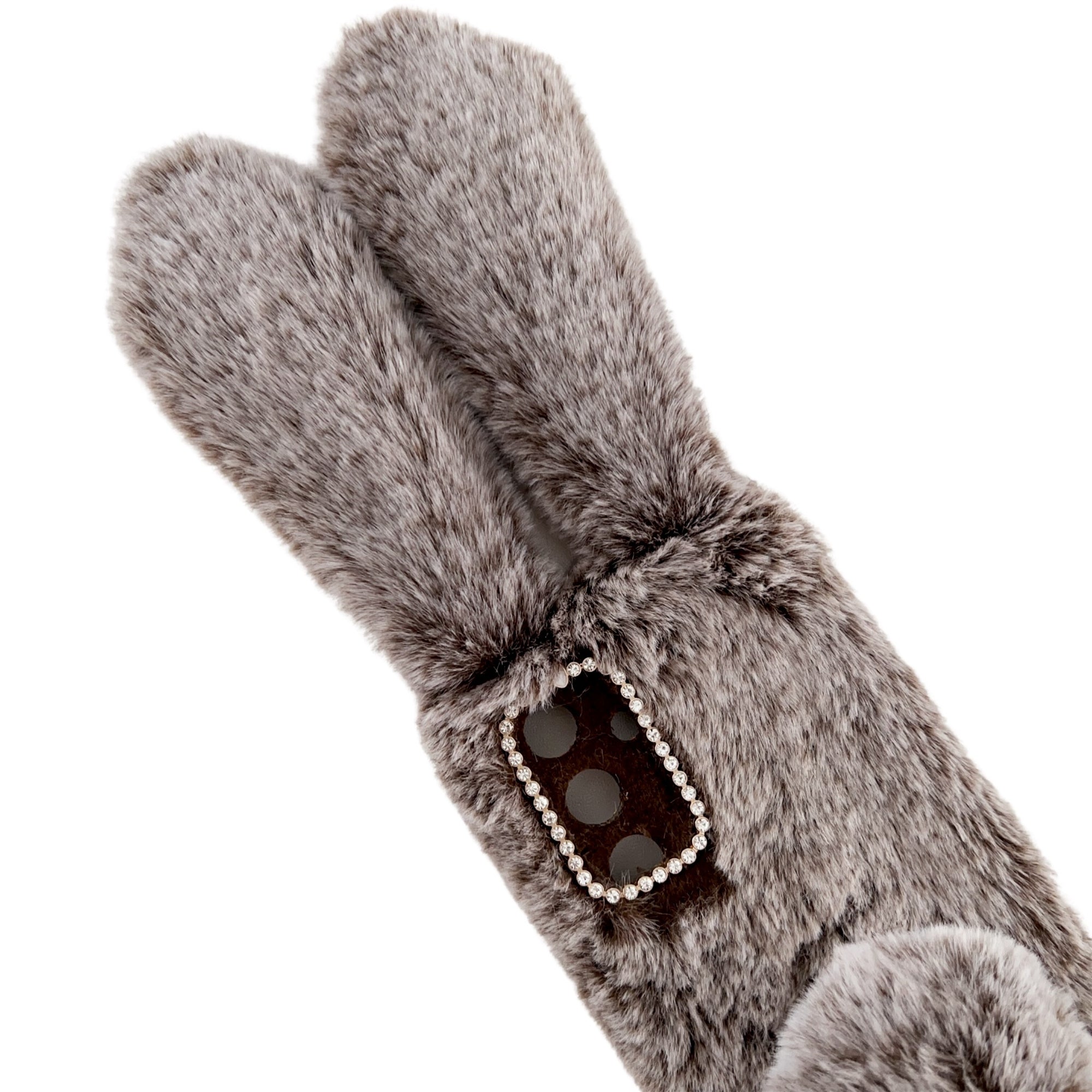 For Samsung Galaxy S24+ Case 3D Bunny Ears Fuzzy Winter Warm Phone Cover - Light Grey