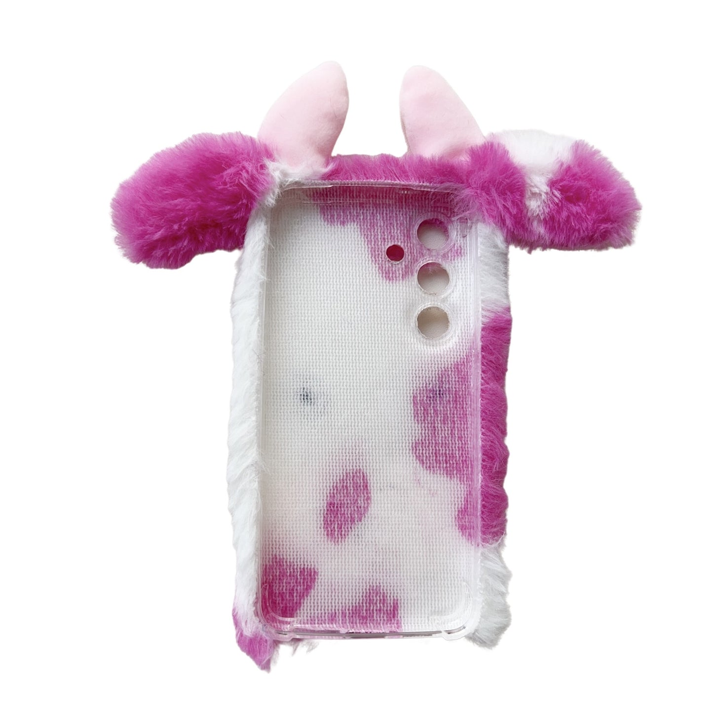For Samsung Galaxy S24 Case Cute Stylish Cows Ear Furry Soft TPU Case - Rose
