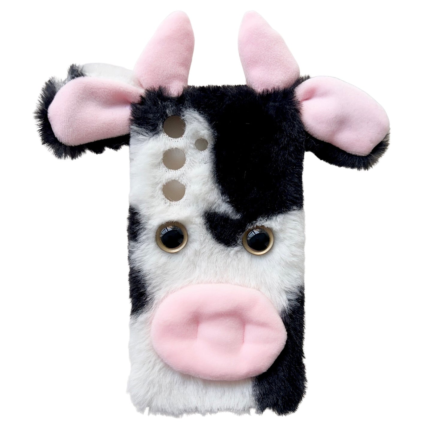 For Samsung Galaxy S24 Case Cute Stylish Cows Ear Furry Soft TPU Case - Black