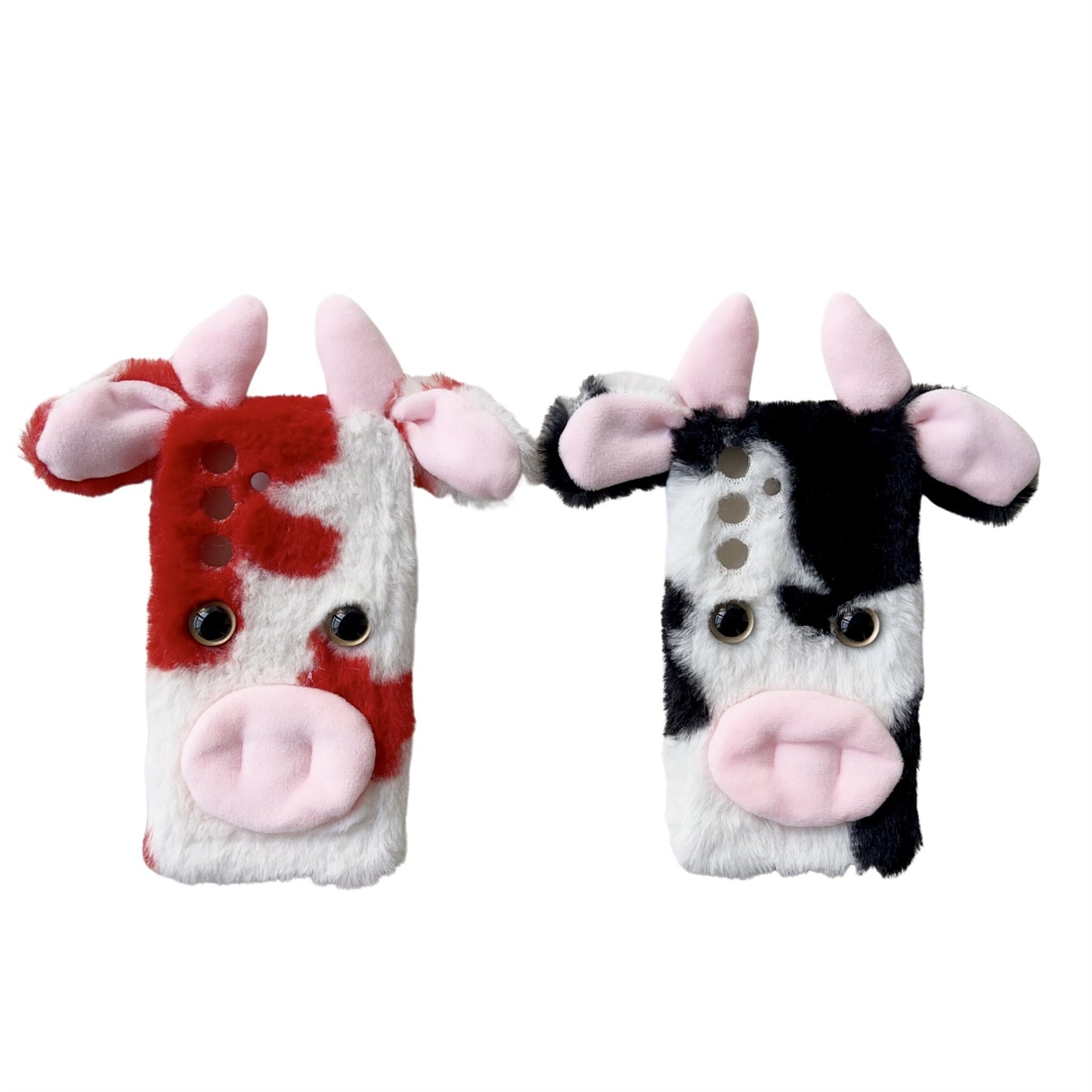 For Samsung Galaxy S24 Case Cute Stylish Cows Ear Furry Soft TPU Case - Black
