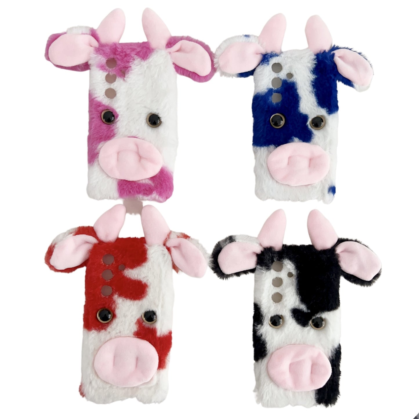 For Samsung Galaxy S24 Case Cute Stylish Cows Ear Furry Soft TPU Case - Black