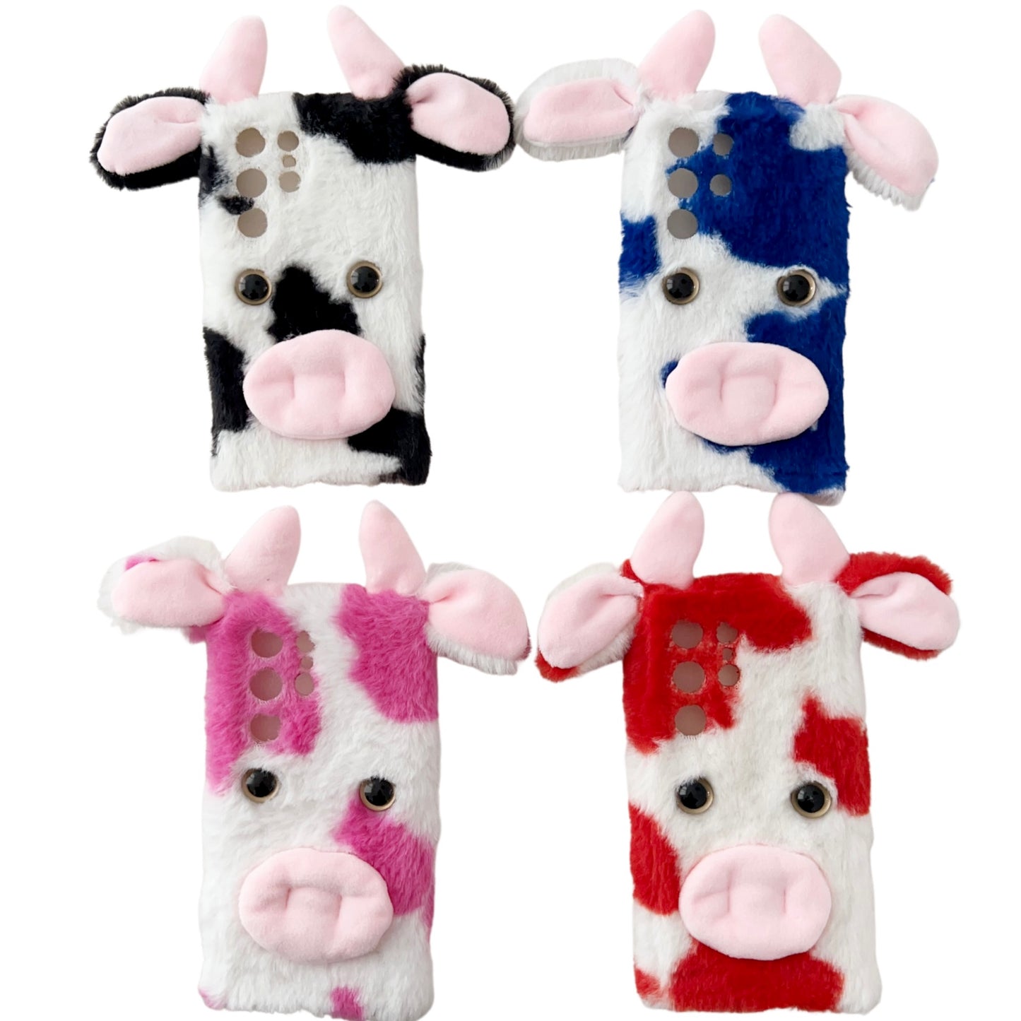 For Samsung Galaxy S24 Ultra Slim Case Fluffy Cows Ear Soft TPU Phone Case - Rose