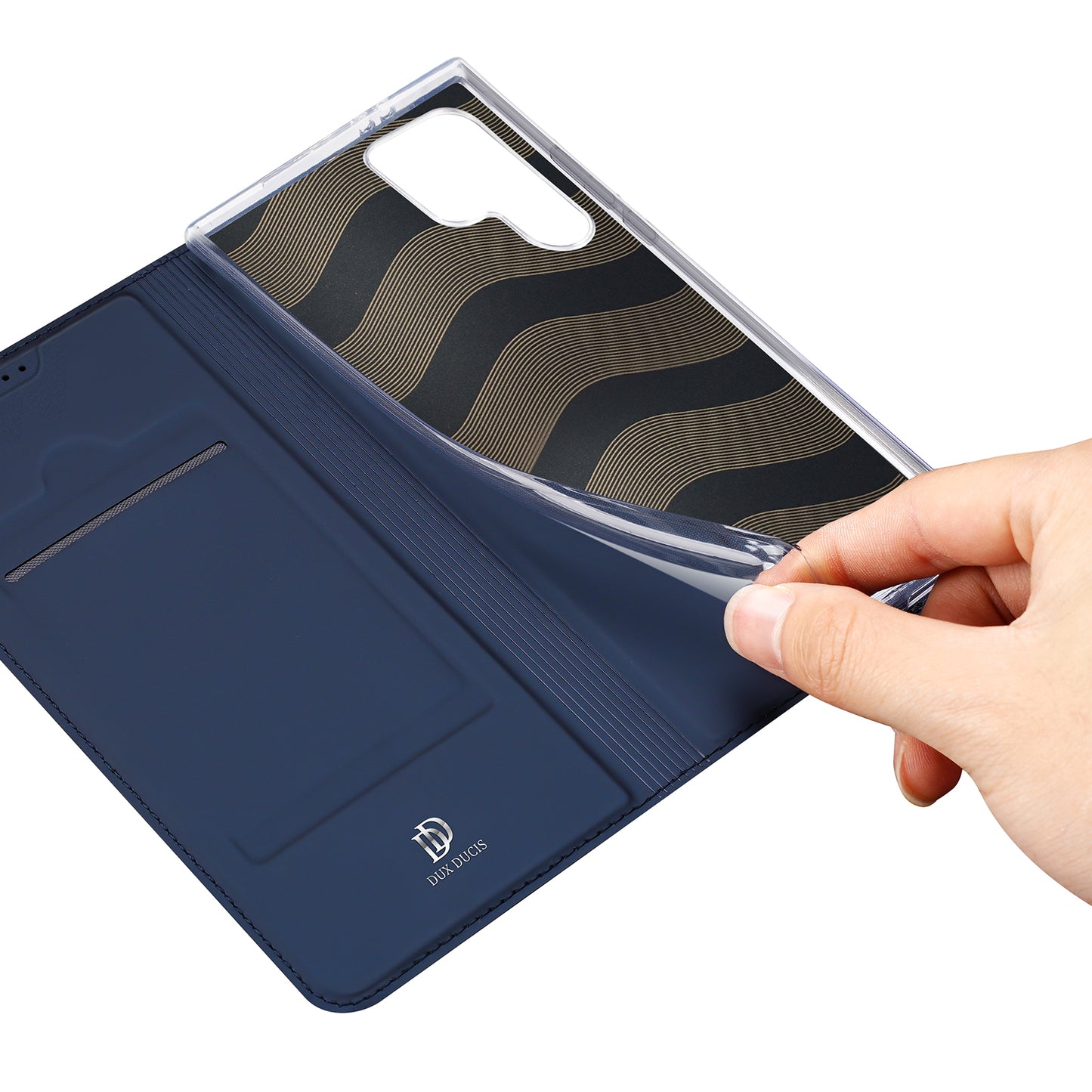DUX DUCIS Skin Pro Series For Samsung Galaxy S24 Ultra Case PU Leather Phone Cover with Card Slot - Blue