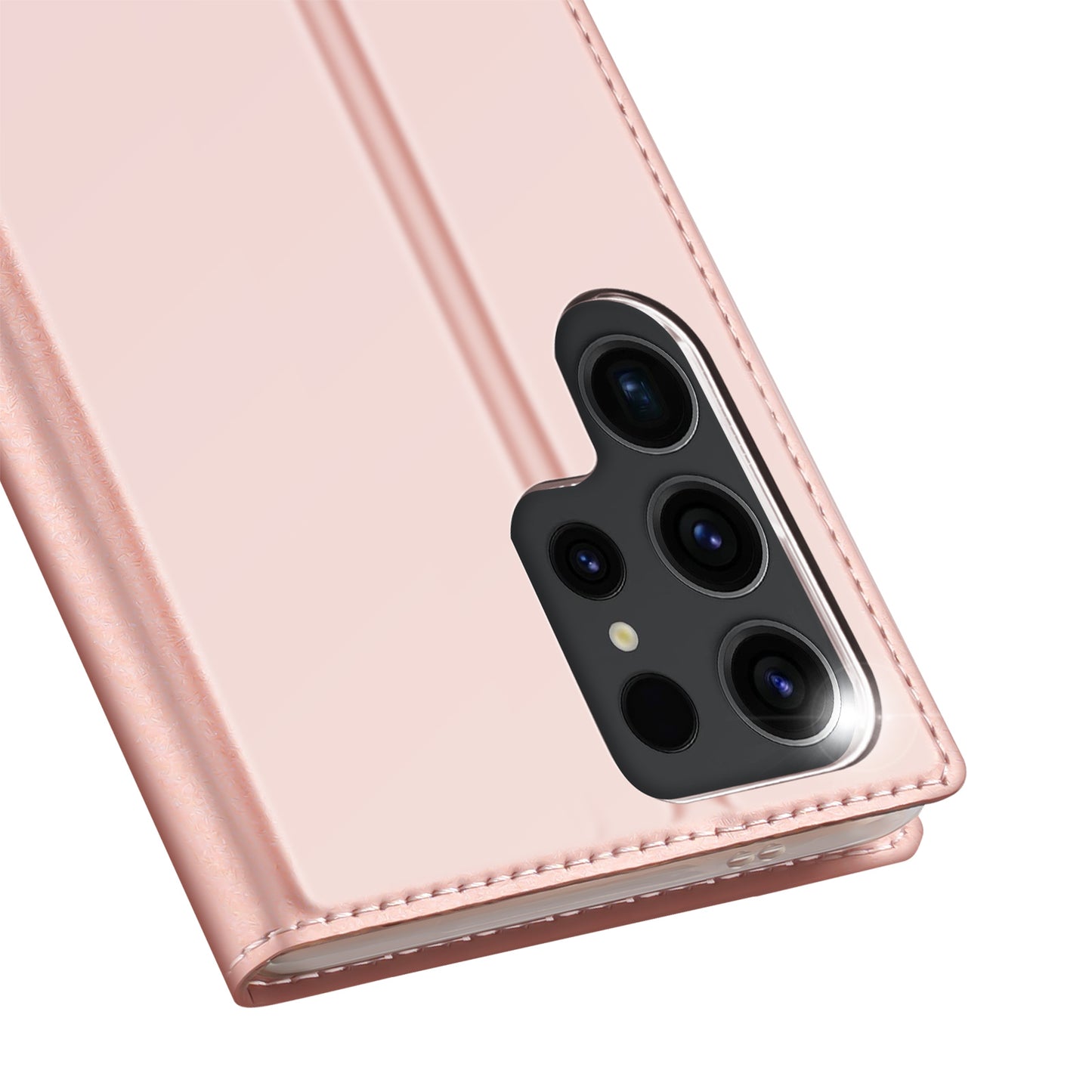 DUX DUCIS Skin Pro Series For Samsung Galaxy S24 Ultra Case PU Leather Phone Cover with Card Slot - Pink
