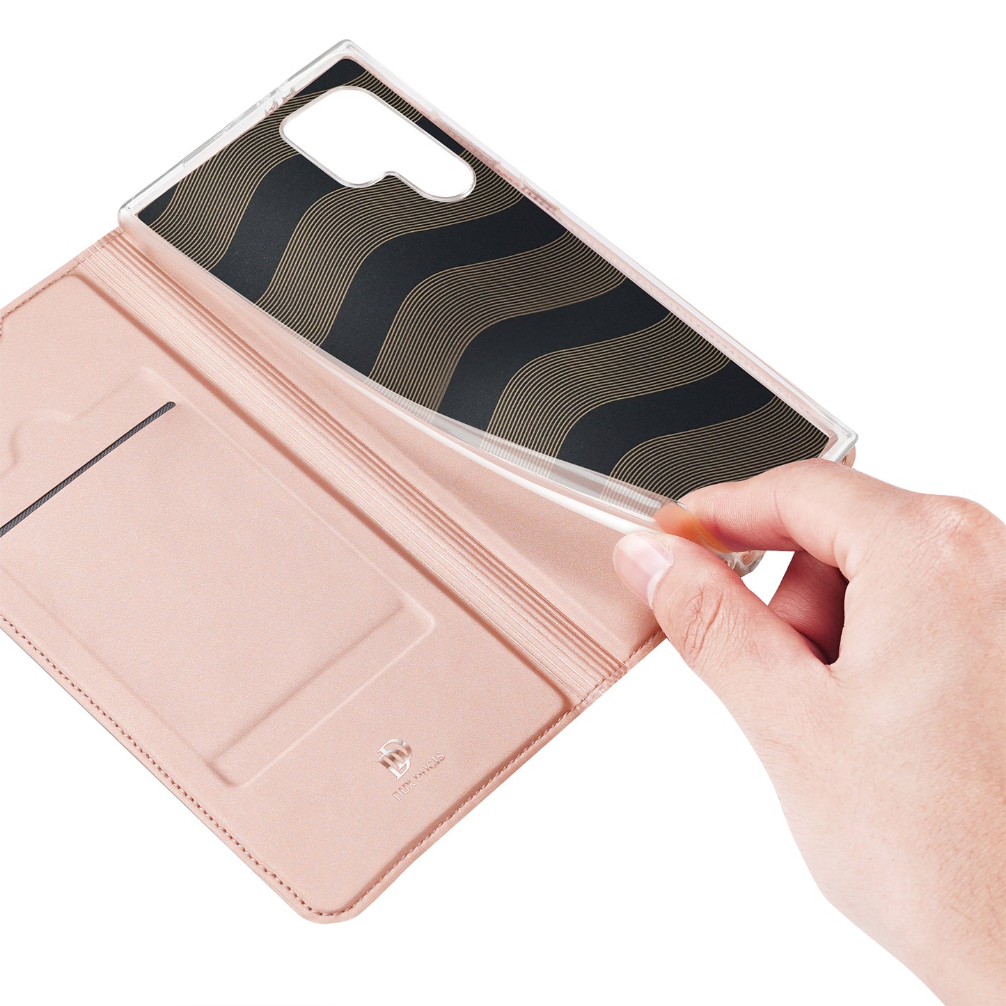 DUX DUCIS Skin Pro Series For Samsung Galaxy S24 Ultra Case PU Leather Phone Cover with Card Slot - Pink