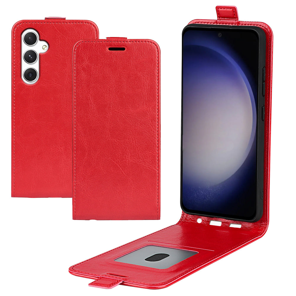 For Samsung Galaxy S24 Case Vertical Flip Leather Card Slot Phone Cover - Red