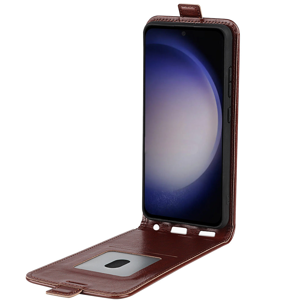 For Samsung Galaxy S24 Case Vertical Flip Leather Card Slot Phone Cover - Brown
