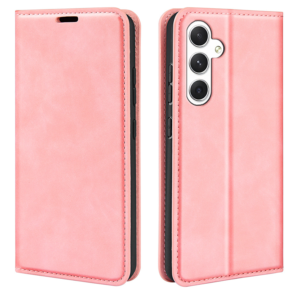 For Samsung Galaxy S24+ Case Skin-touch Leather Wallet Phone Cover - Pink