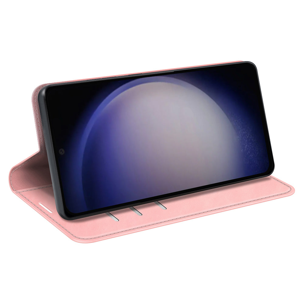 For Samsung Galaxy S24+ Case Skin-touch Leather Wallet Phone Cover - Pink