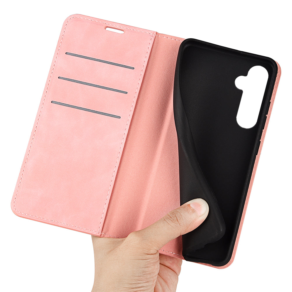 For Samsung Galaxy S24+ Case Skin-touch Leather Wallet Phone Cover - Pink