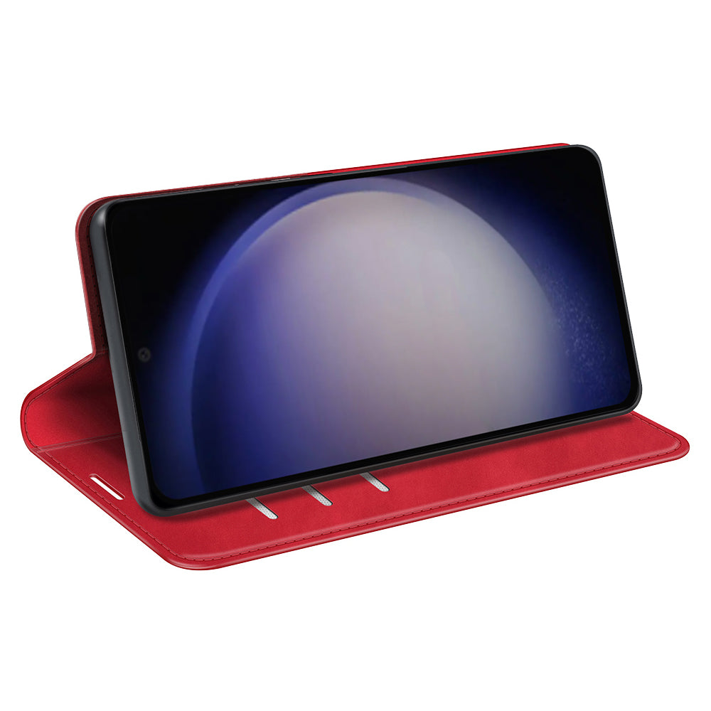 For Samsung Galaxy S24+ Case Skin-touch Leather Wallet Phone Cover - Red