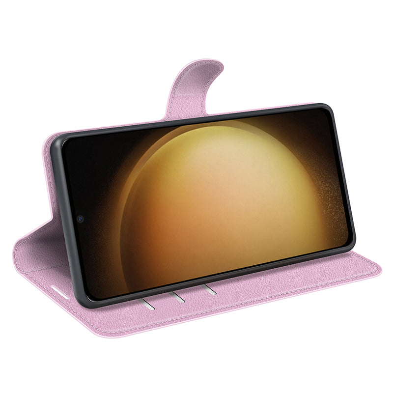 For Samsung Galaxy S24+ Case Wallet Stand Litchi Texture Phone Cover - Pink